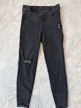 SPANX Black Distressed Skinny Jeans